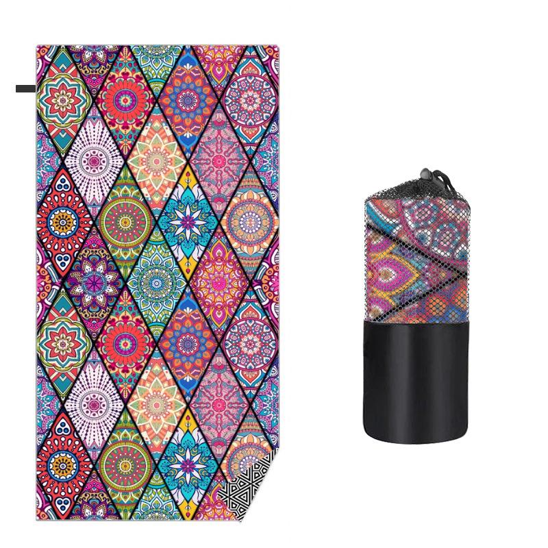 Síťovaná taška Mandala: Oboustranný sametový rychleschnoucí ručník do koupele a plážový ručník