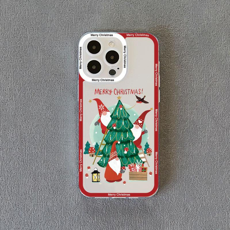 New Year Christmas Santa Claus Clear Phone Case for IPhone 15 Pro Max 14 13 12 11 Pro Max 15 14 7 8 Plus X XR XS Cute Back Cover
