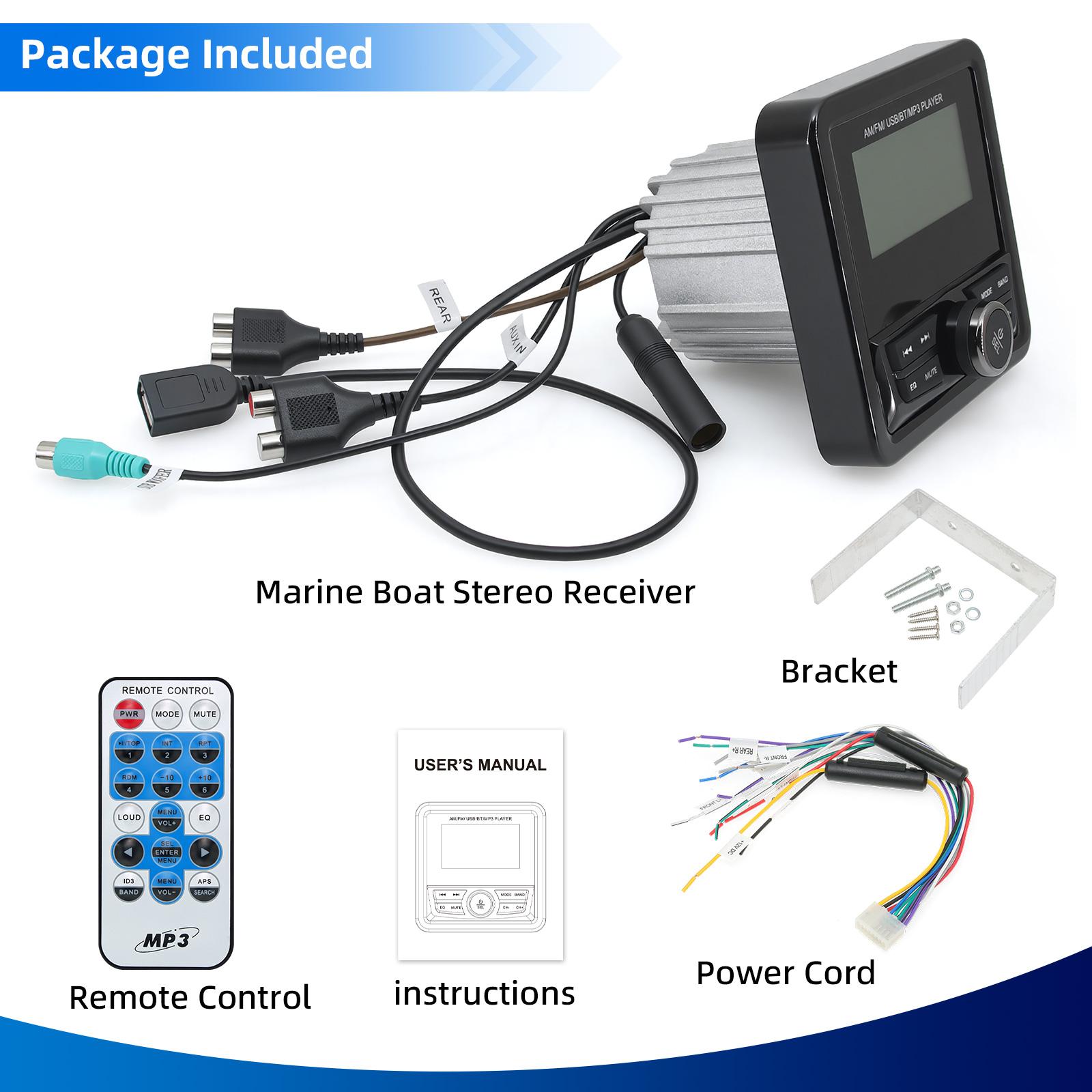 

3 Display MP3 Media Audio Player Boat Radio For RV UTV ATV SPA RZR Marine Radio Bluetooth-compatible AUX FM AM Media Player