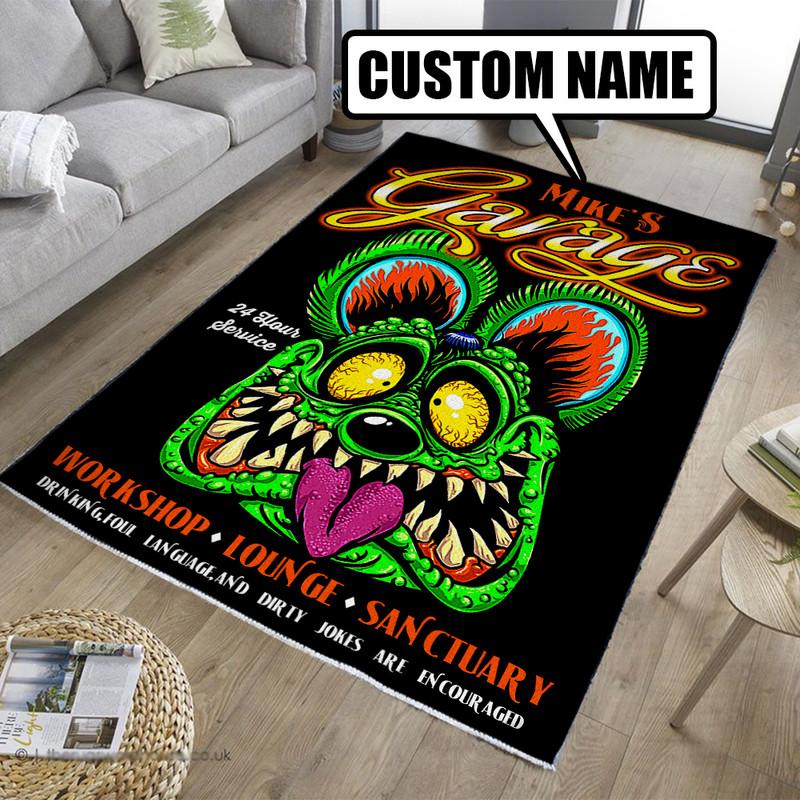 Personalizovaný koberec Rat Fink do obývačky Spálňa Rat's Hole Old School Culture Mat Darčeky pre otca Vlastný koberec Fink na motocykel