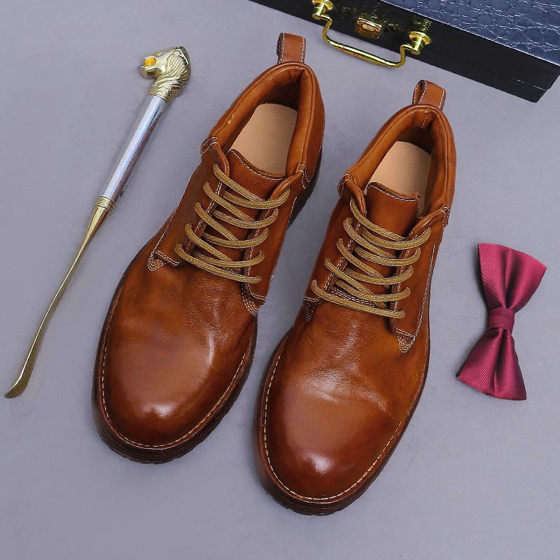 

High-end leather bottom men s retro tooling leather fashion old washed horse leather Goodyear stitching durable wear The price of this item is controlled: 720 yuan