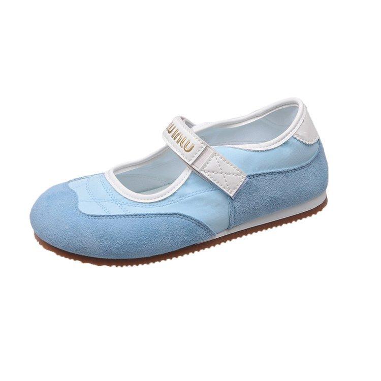 Retro ballet style Dexun shoes women's 2025 summer new sports board shoes flat bottom shallow mouth Mary Jane single shoes lazy