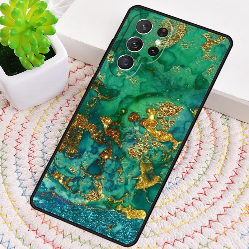 Gold Indigo Faux-Malachit Silikon Handyhülle Für Samsung Galaxy note 10 pro S26 S25 S24 S23 S22 S21 Plus S25Ultra Capa Cover
