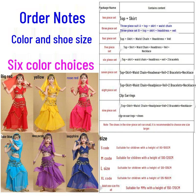 Children's Indian Dance Costume - Girls Belly Dance and Ethnic Performance Outfit