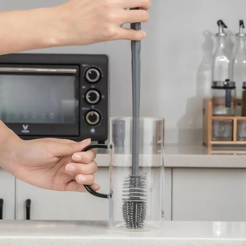 Long Handle Silicone Bottle Brush Cleaning Brush Kitchen Cleaning Cup Brush Thermos Glass Brush Cleaning Tools