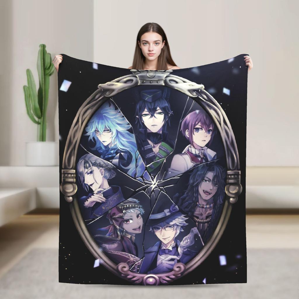 Twisted Wonderland Yuu Grim Koc TWST Gra rytmiczna Wełniany Nowość Oddychające Kocy do rzucania na pościel Salon Zima Samochód