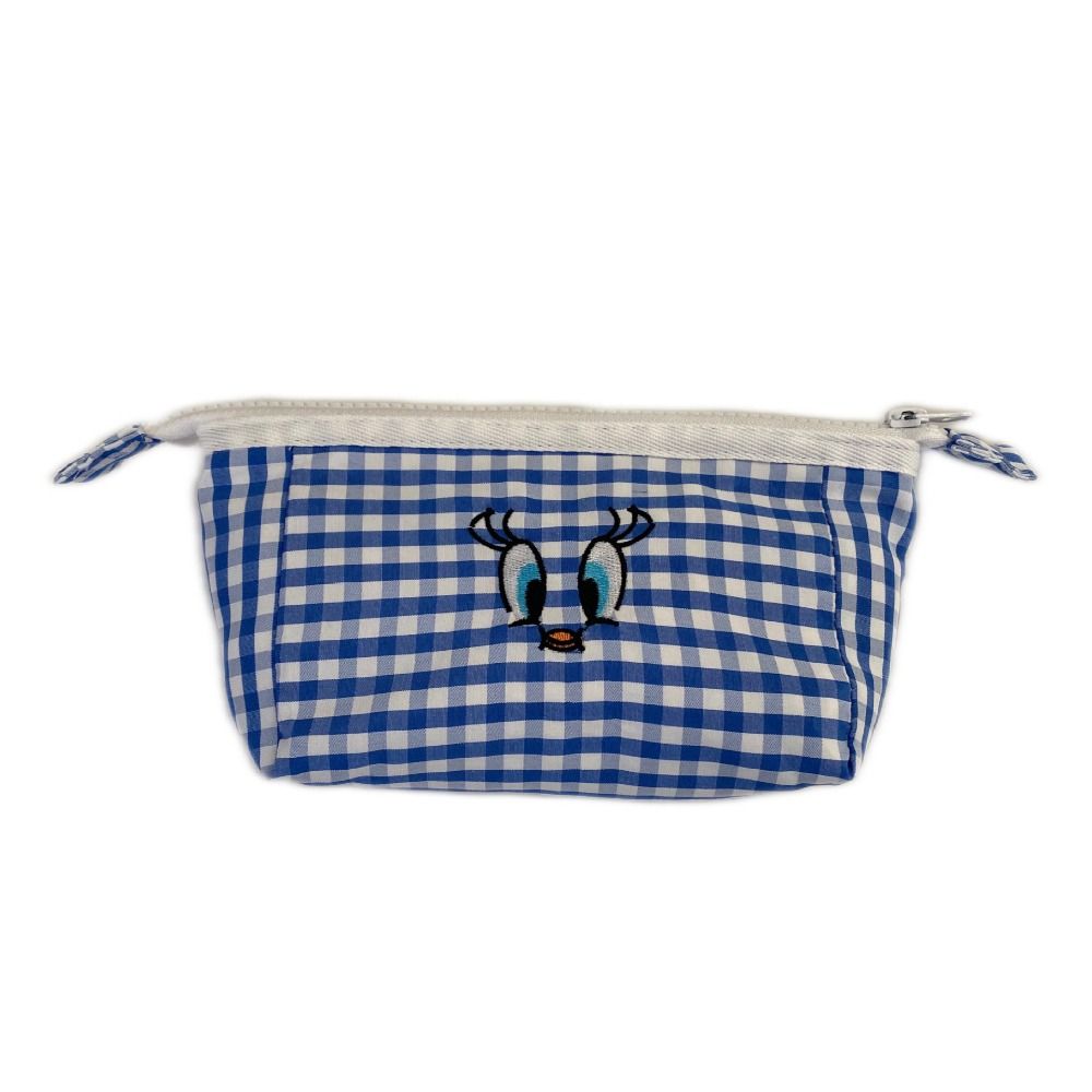 

Large Capacity Pen Bag Embroidered Stationery Bag Cute Cosmetic Bag Students Supplies синій