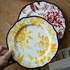Keramikteller im europäischen Stil, Vintage, üppiger Blumendruck, westliches Essen, Speiseteller, Nachmittagstee, Dessertteller, Geschirr