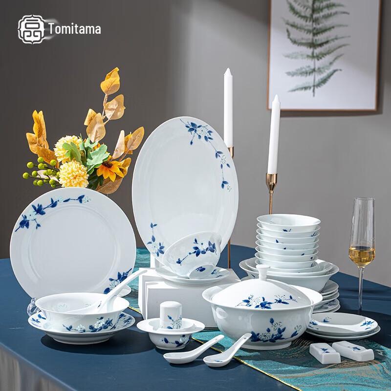 

Fuyu Hand-Painted Blue & White Ceramic Dinnerware Set