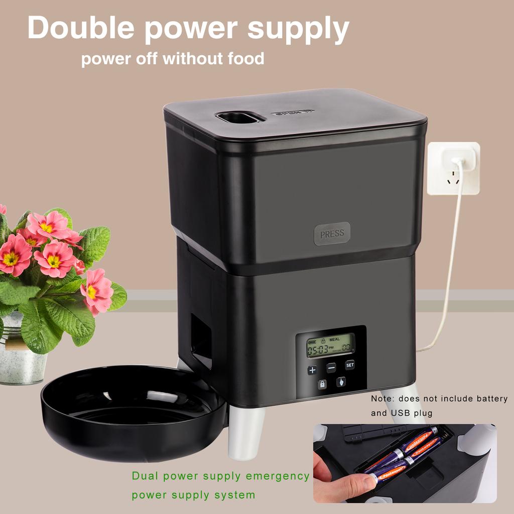 Hrănitor automat pentru animale de companie pentru pisici Buton Hrănitor inteligent lent pentru câini cu capacitate mare Temporizare Distribuitor de hrană uscată pentru pisici Bol de hrănire