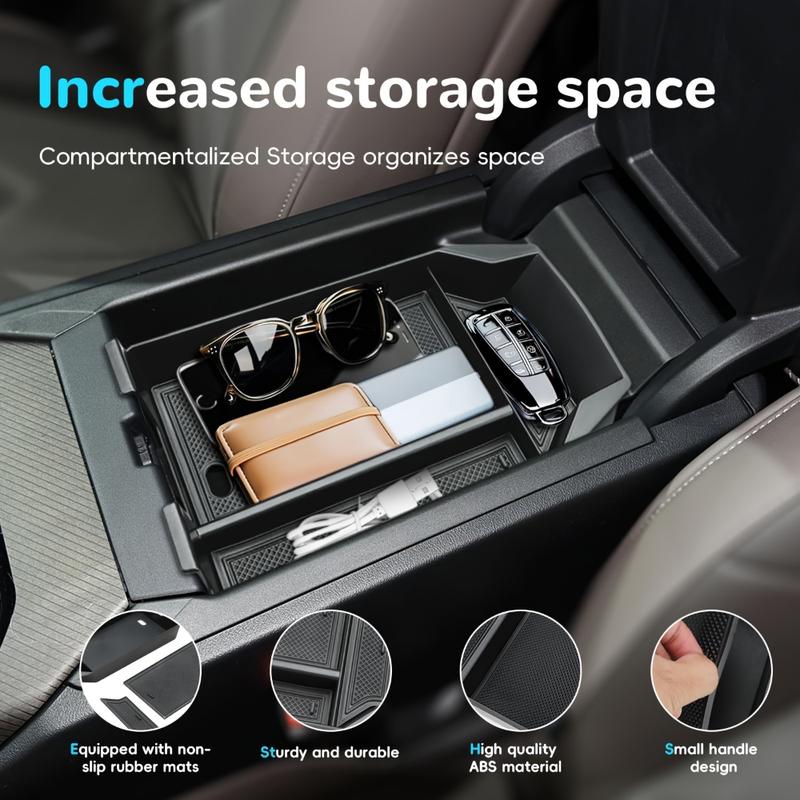 For BMW X3 2025 Center Console Armrest Organizer Tray Durable ABS Black Storage Box with Divider Car Interior Accessories