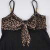 European & American Sexy Leopard Print Color Block A-Line Lace Tie-Up Camisole