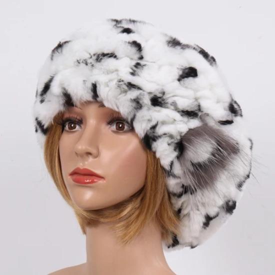 New Real Rex Rabbit Fur Hat Women Knitted Natural Real Rex Rabbit Fur Beret Caps Ladies Winter Warm Real fur Hats
