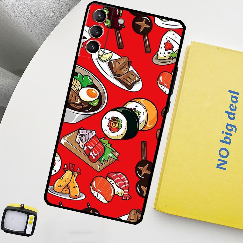 Kawaii Sushi Crowd Phone Case For Samsung Galaxy S25 Ultra S20 S21 S22 S23 Plus S24 Ultra S9 S10 S25 FE Cover