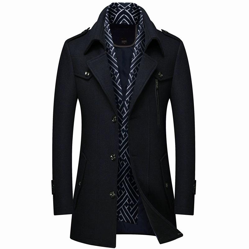 Men s Mid-length Wool Trench Coat - Thickened, Autumn/Winter Outerwear 190 (160-175 lbs)