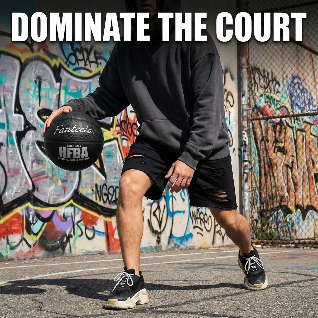 Fantecia Basketball, Size 7, Professional Competition Rubber Basketball, High Bounce Training Ball