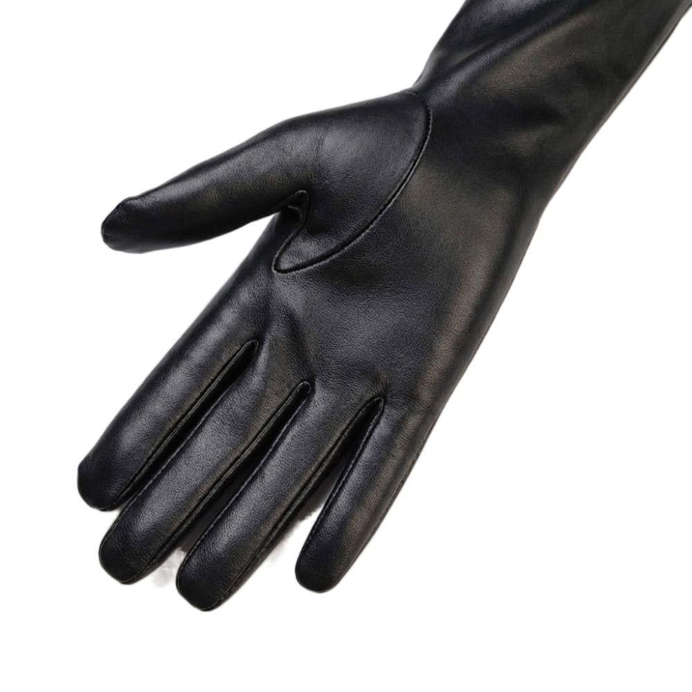1 Pair Solid Color PU Leather Gloves Extra Long Stage Performance Gloves Driving Gloves  for Women