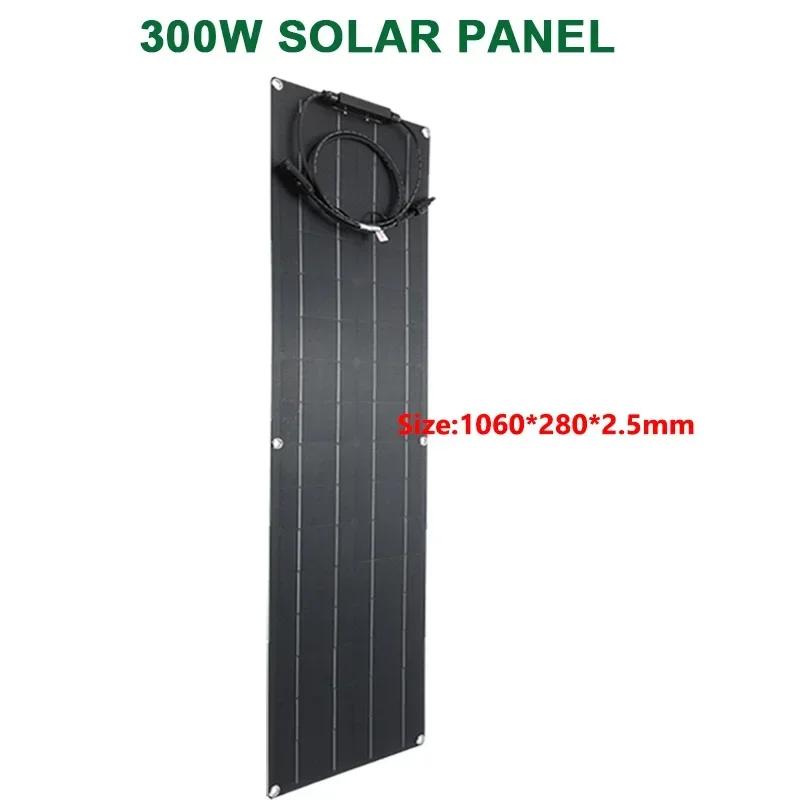 600W 300W Solar Plate Kit Flexible Solar Cells 18V Solar Panel System Battery Charger for Camping Yacht Motorhome Car RV Boat