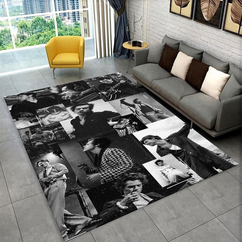 Tappeto alla moda Harry Styles Cantante Stella per Camera da Letto Soggiorno Divano Sala Giochi Zerbino Decorazioni per la Casa, Tappeto Area Bambini Antiscivolo
