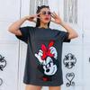 Disney Minnie Maus Damen T-Shirt Locker Kurzarm Sommer Freizeit Oberteil Streetwear Trendig Niedlich Cartoon Grafik T-Shirt Y2k Kleidung