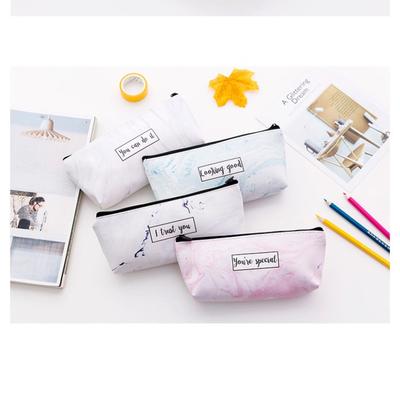 1 Pc Cute Pen Pouch Large Capacity Marble Pattern Writing Supplies Leather Pen Bag Pencil Bag Pencil Case Zipper Pouch