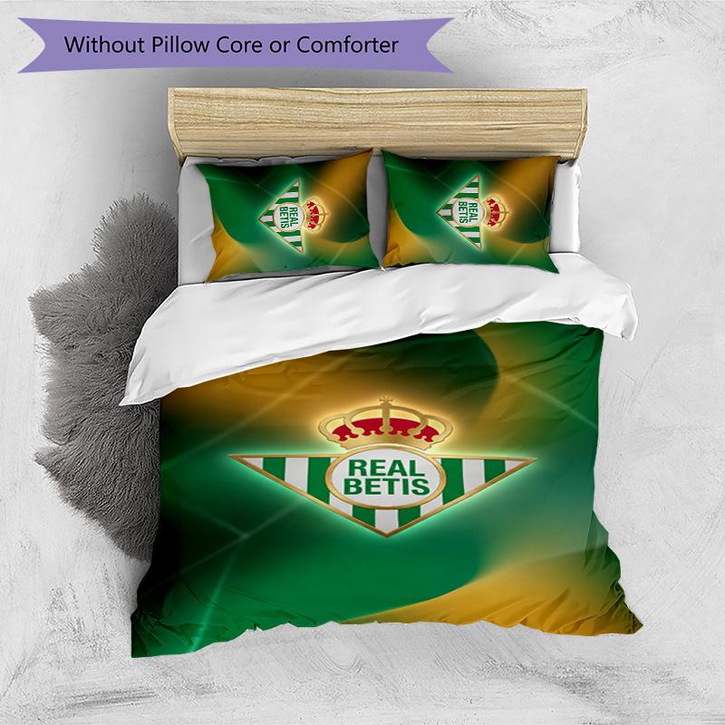 Set Lenzuola Stampato Calcio Real Betis 3 Pezzi, Comodo Set Copripiumino per Camera da Letto Amico della Pelle