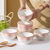 5-Inch Ceramic Rice Bowl Set - Elegant Design, Multi-Use for Rice, Soup, Noodles