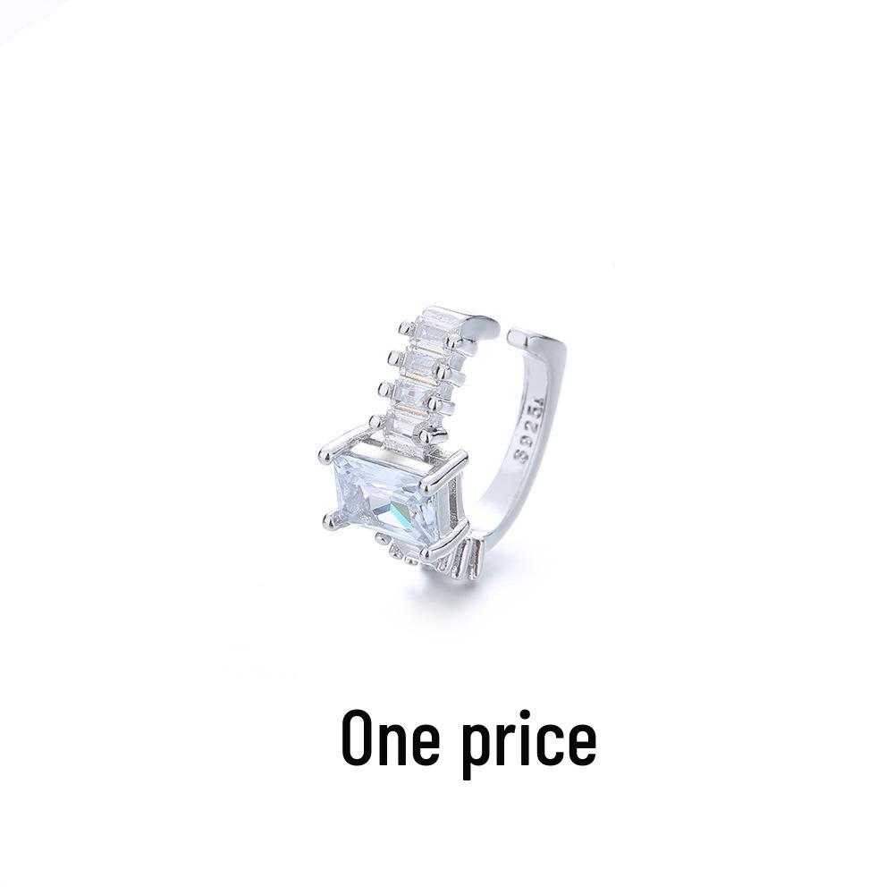 Good Meowning Rhinestone Square Clip-on Earrings: Trendy Hip Hop Layered Ear Cuff