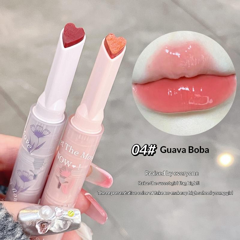 Water-Light Lip Glaze Mirror Glitter Lip Tint Long Lasting Moisturising Love Heart Shape Solid Lipstick Pen Lips Makeup Cosmetic