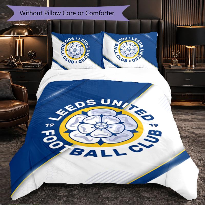 Biancheria da letto a tema Leeds United Set 3 Pezzi Copripiumino Biancheria da letto Decorativa Per Camera Adolescenti Decorazione Casa