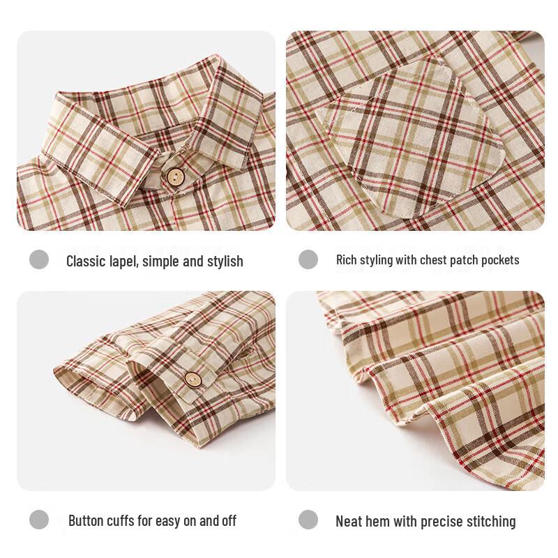 Kuwami Kids' Plaid Long Sleeve Button-Up Shirt