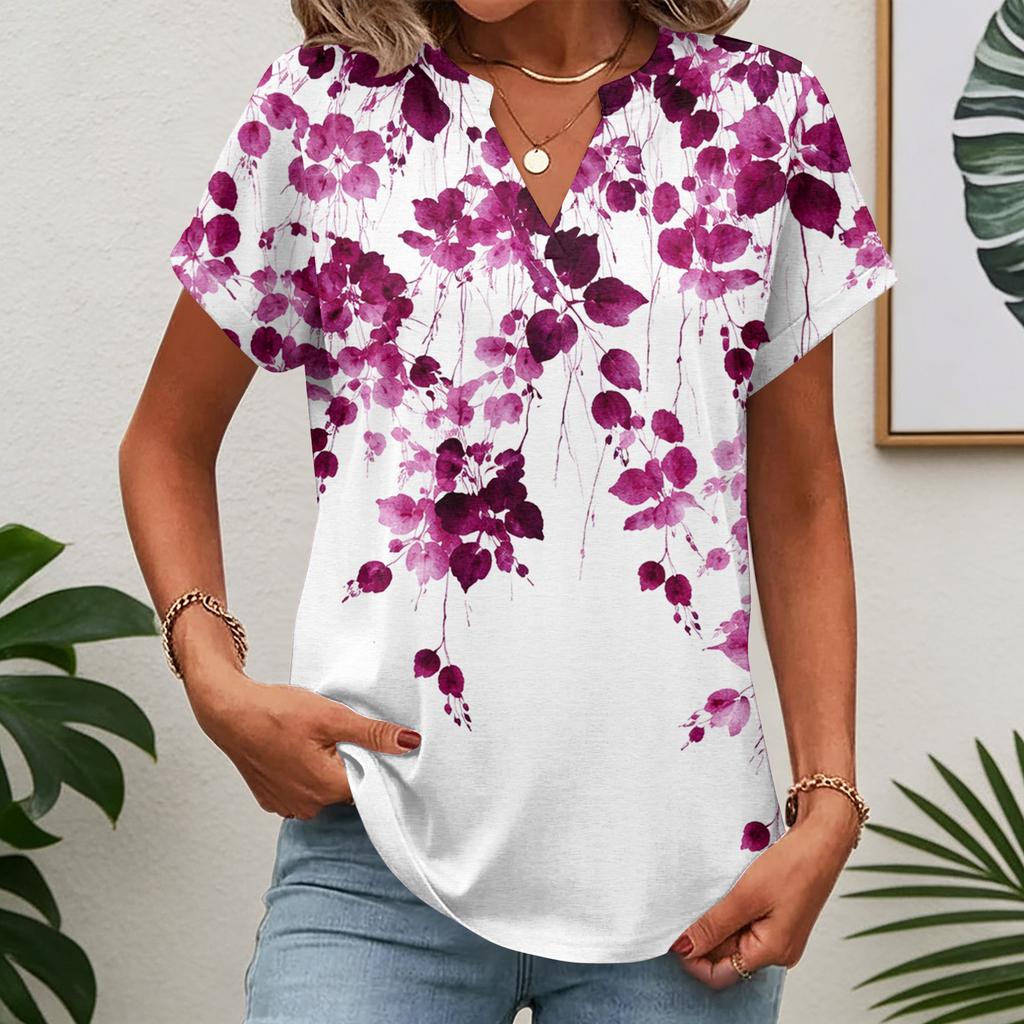 Tops para Mujer Camiseta de Manga Corta Camisas de Verano con Cuello en V Blusas de Trabajo Túnica de Negocios