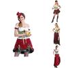 Flirty Bavarian Dirndl Dress With Corset Front And Middle Waist Design