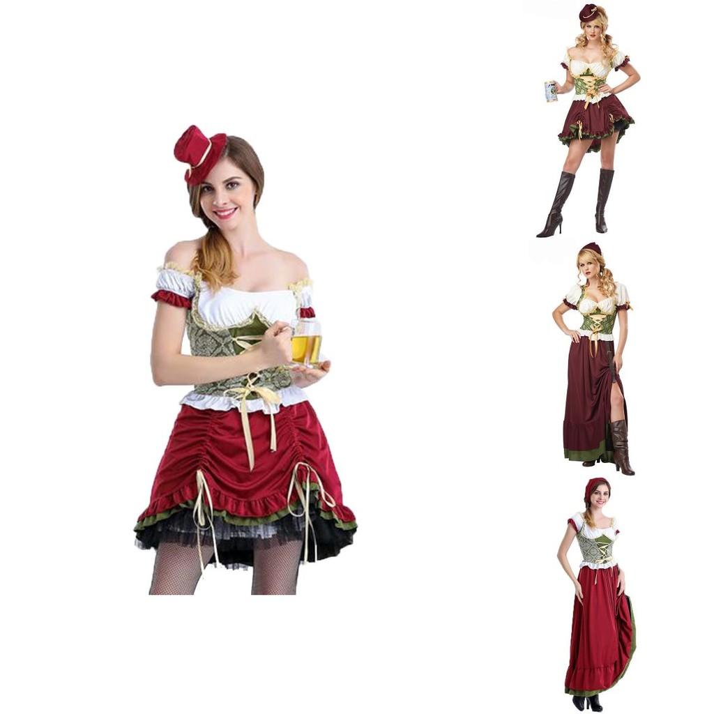 Flirty Bavarian Dirndl Dress With Corset Front And Middle Waist Design