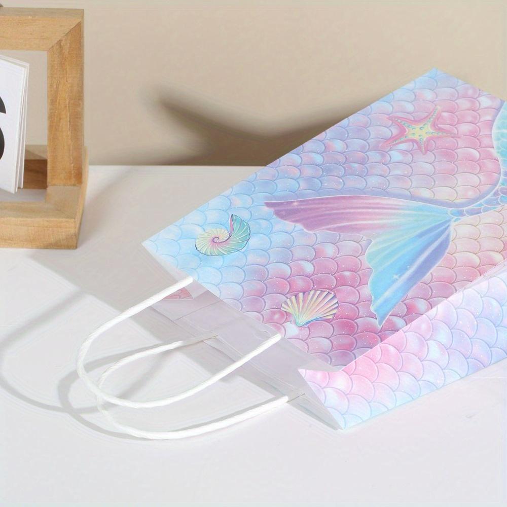 15pcs Mermaid Gift Bags Mermaids Theme Party Favor Bags Goodie Treat Bags with Handle Gift Wrap Bags Mermaids Themed Decorations Summer Gift Bags