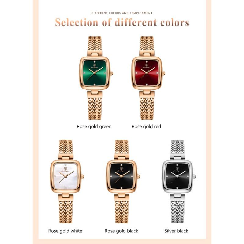POEDAGAR Luxury Square Watch for Woman Waterproof Stainless Steel Quartz Watches Female Elegant Dress Simple Ladies Watch