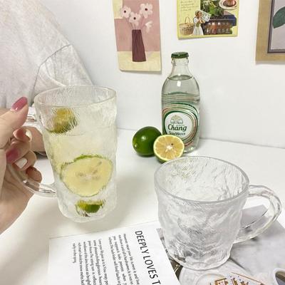 Coffee Mugs Glass Cups Glacier Pattern with Handle Glasses Drinking Juice Beverage Cup Dessert Milk Mug Drinkware Water Bottle