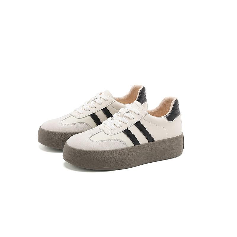 

Leather inner height increase German training shoes women s 2025 new retro versatile lace-up platform white shoes casual sports board shoes 35
