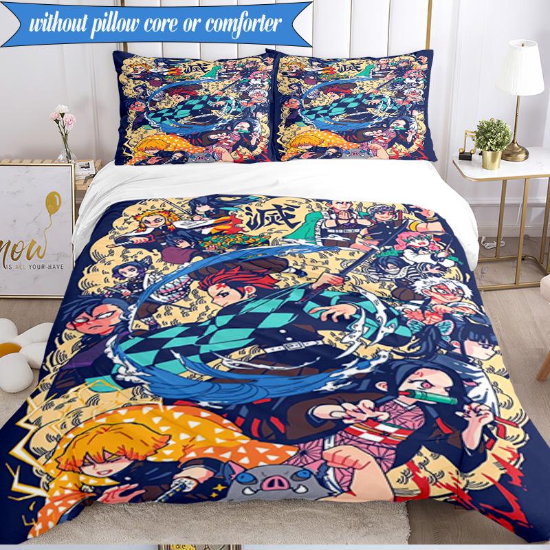 Vibrant Anime Characters 3pcs K-pop Music Group Bedding set,Ideal for Bedroom, Dormitory,Including Duvet Cover And 2pcs Pillowcases,Fan Gifts
