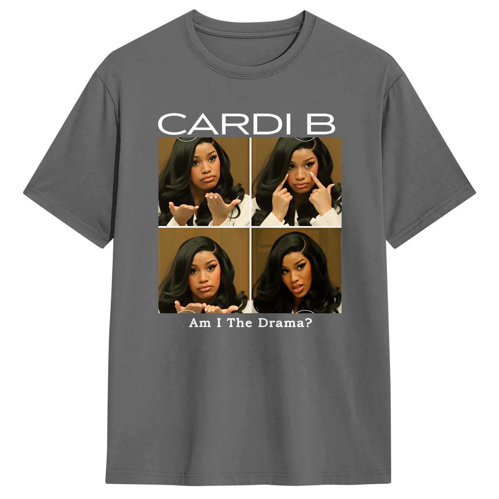 Oversized T Shirt Beach Cardi B Am I The Drama Popular TShirts Cotton Tee Shirt for Unisexs Y2K Basic Short Sleeve Tops