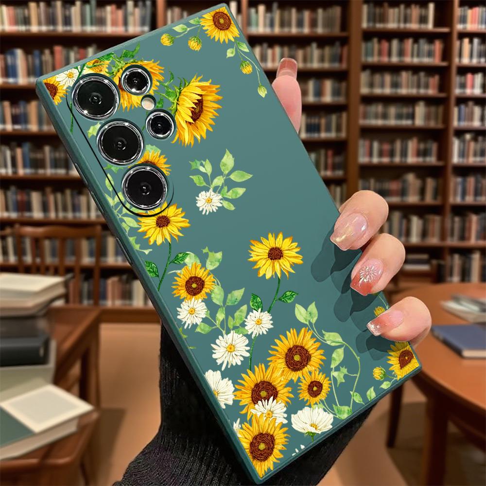 Watercolor Sunflower Pattern Slim Fit Phone Case Anti Scratch Drop Protection For Samsung Galaxy S26 S25 S24 Ultra FE A Series