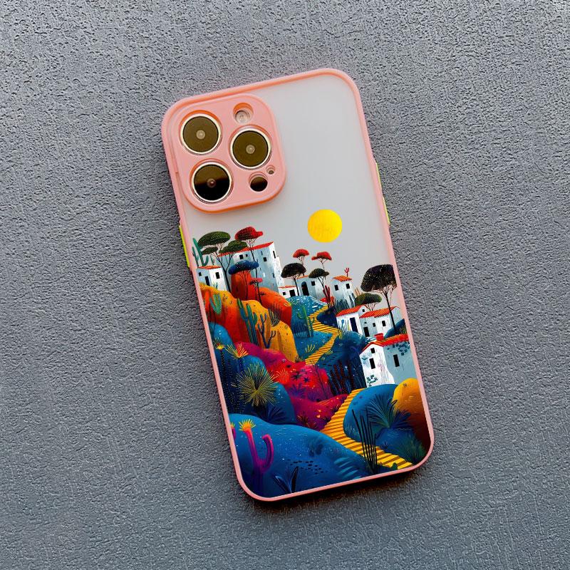 Yellow Sunset Mountain Phone Case For iPhone 16 14 15 11 12 13 Pro Max Mini XR X XS 7 8 Plus SE Natural Scenery Shockproof Cover