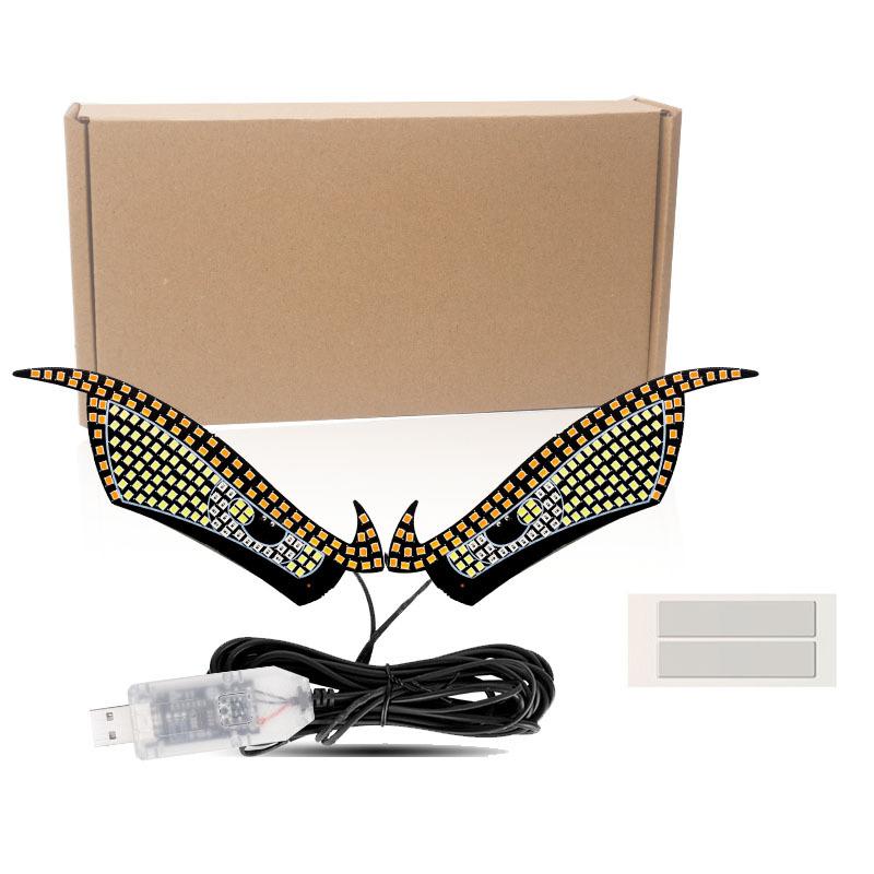 Devil's Eye Car LED Decorative Light Modified Kazilan Big Eye Light Personalized Decoration 11 Modes USB