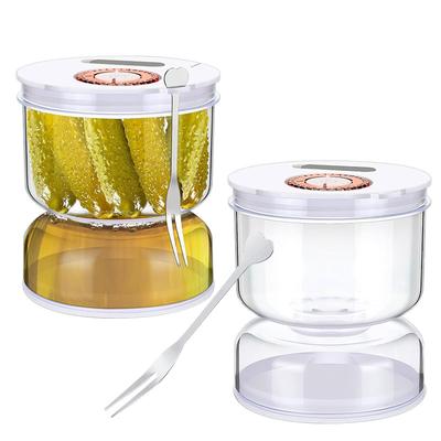 800ml Pickle Jar with Strainer Flip Dry Wet Dispenser Pickle Olive Hourglass Jar Cucumber Container Kitchen Juice Separator Tool