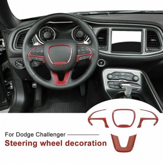 4pcs Steering Wheel Cover Bezel Trim For Dodge Challenger Charger Durango 2015+