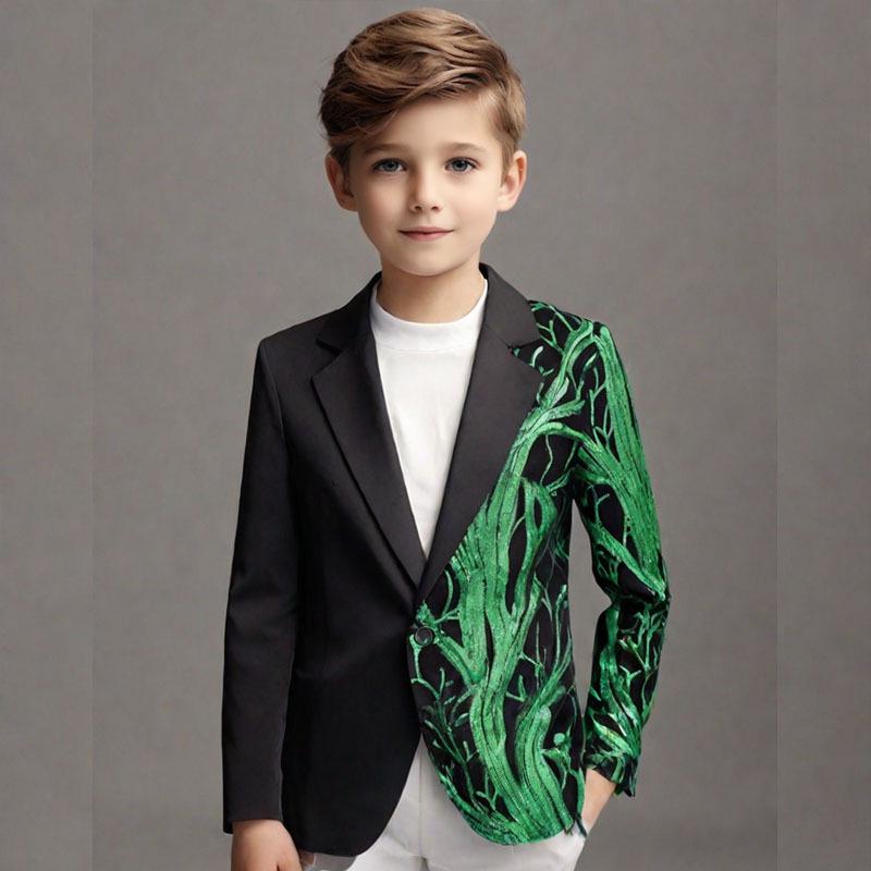 Jungen Glitzer Schimmernder Lässiger Blazer - Trendige Leichte Luxusjacke