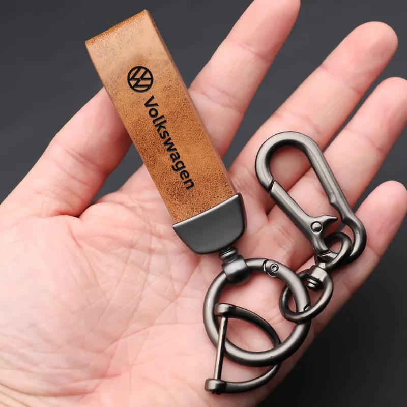 VW Logo Car Key Chain Metal/Leather Keyring Auto Interior Accessorie For Volkswagen RLine Golf Amarok T5 ID3 Tiguan Polo Arteon Mc9