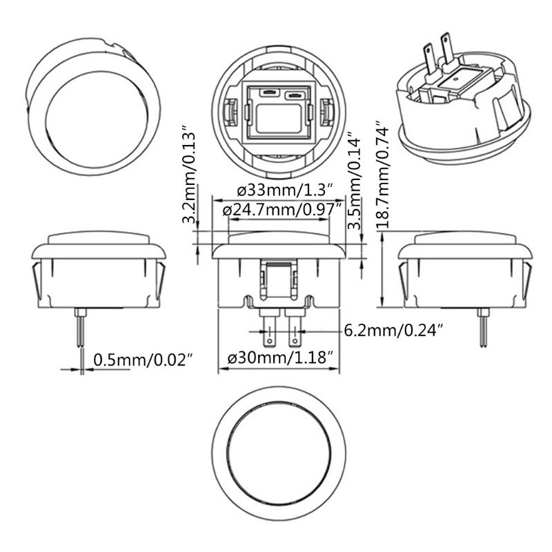 1 Set/6 Farben 30mm beleuchtete Drucktasten Schalter für Arcade Maschine Spiele Teile