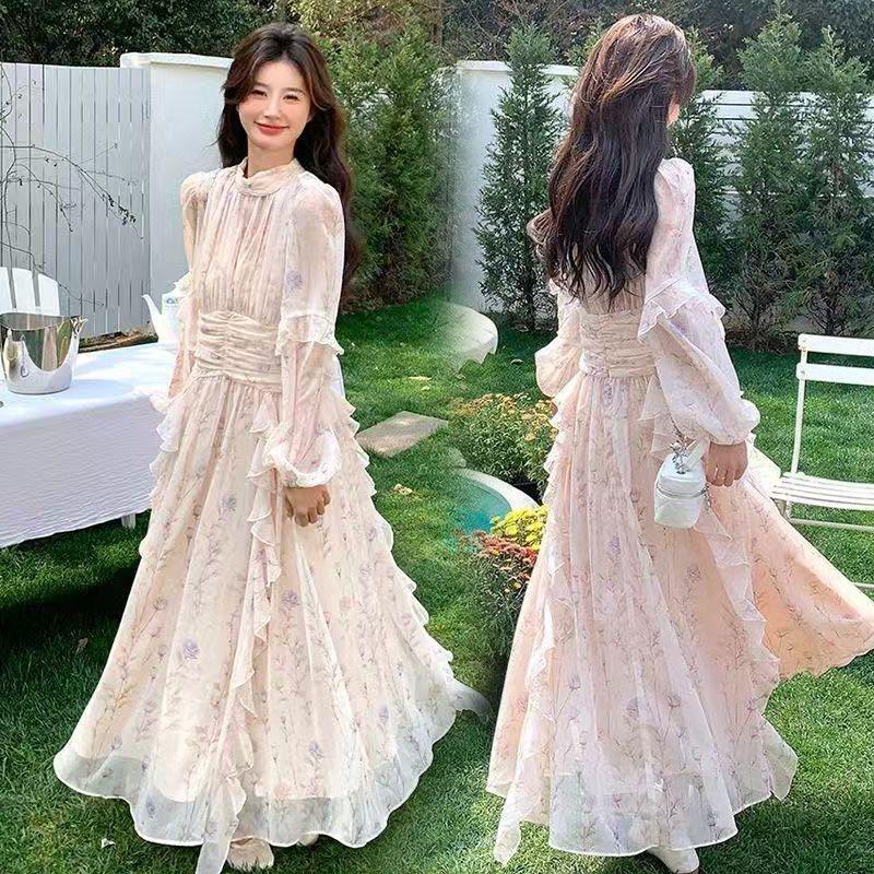 2026 Beautiful French Floral Knee-Length Summer Dress - Fairy Style