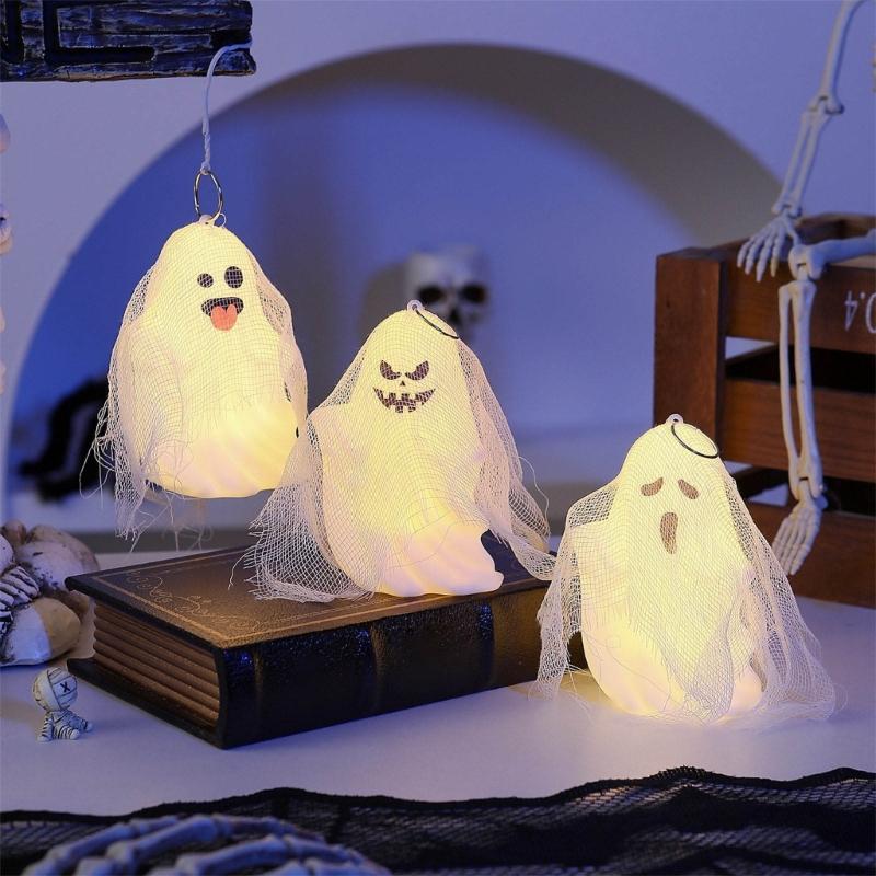 4PCS Lightweight Plastic Specter Home Ornament With White Gauze Phantom Decorations Halloween Party Supplies